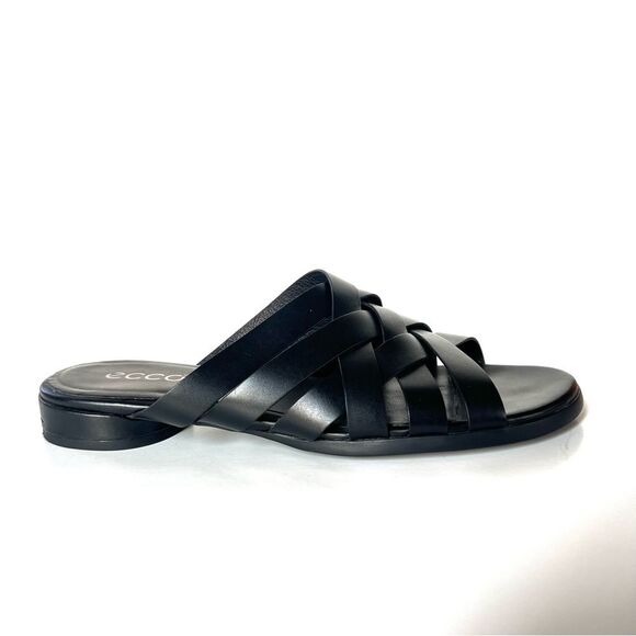 ECCO Designer Slide ii Supple Leather Black Crisscross Slide Sandals SZ 8 - Picture 4 of 15